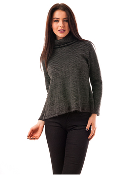 Pulover Dama Cu Model In Zig-Zag Tender Gri Si Negru