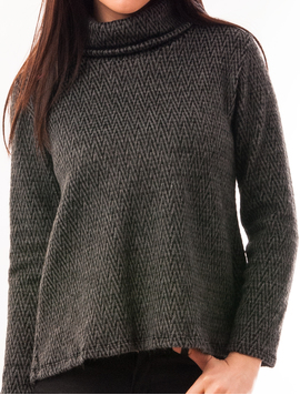 Pulover Dama Cu Model In Zig-Zag Tender Gri Si Negru