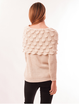 Pulover Dama Cu Guler Amplu Umbrella Crem