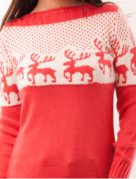 Pulover Dama Cu Cerbi Deer Roz