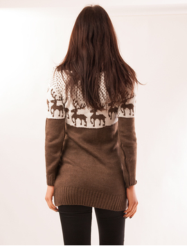 Pulover Dama Cu Cerbi Deer Maro