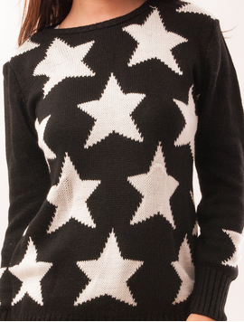 Pulover Dama Cu Stele Sky Negru