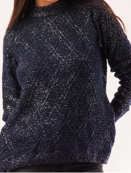 Pulover Dama Cu Fir Argintiu Silver Bleumarin