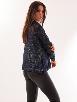 Pulover Dama Cu Fir Argintiu Silver Bleumarin