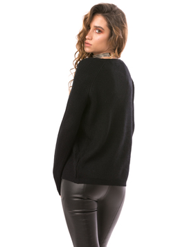 Pulover Dama BroideryFlower Negru