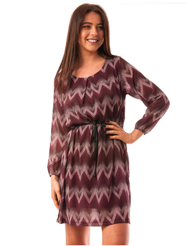 Rochie Din Voal Cu Cordon Zig-Zag Grena