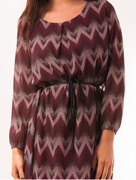 Rochie Din Voal Cu Cordon Zig-Zag Grena