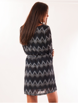Rochie Din Voal Cu Cordon Zig-Zag Bleumarin