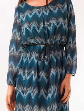Rochie Din Voal Cu Cordon Zig-Zag Turcoaz