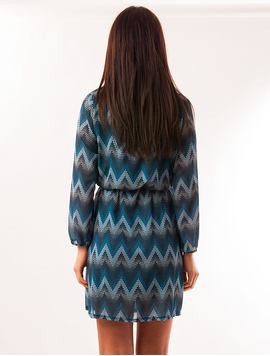 Rochie Din Voal Cu Cordon Zig-Zag Turcoaz