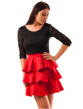 Rochie Cu Dantela Si Volanase Imagination Today Negru Si Rosu