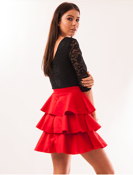 Rochie Cu Dantela Si Volanase Imagination Today Negru Si Rosu