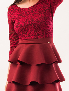 Rochie Cu Dantela Si Volanase Imagination Grena