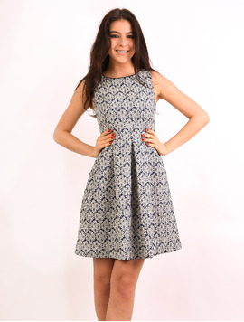 Rochie Cu Pliuri Si Imprimeu Floral Amazing Bleumarin