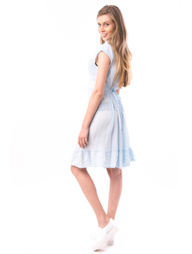 Rochie Suitaj in Culoare si Broderie Silka Bleu
