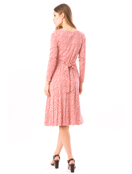 Rochie Dama Cu Maneca Lunga Red&WhiteDoots Rosu