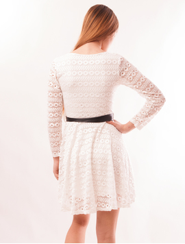 Rochie Din Dantela Cu Cordon Shout Alba