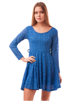 Rochie Din Dantela Cu Model Floral Shout Albastra