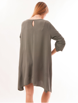 Rochie Din Voal Cu Crapaturi Laterale Si Colier Moonrise Kaki