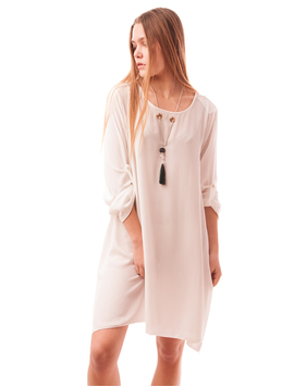 Rochie Din Voal Cu Crapaturi Laterale Si Colier Moonrise Alba