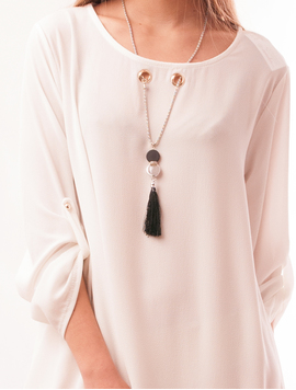 Rochie Din Voal Cu Crapaturi Laterale Si Colier Moonrise Alba