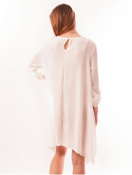 Rochie Din Voal Cu Crapaturi Laterale Si Colier Moonrise Alba