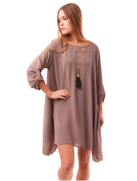 Rochie Din Voal Cu Crapaturi Laterale Si Colier Moonrise Gri