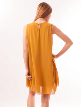 Rochie Din Voal Cu Colier Tulip Mustar