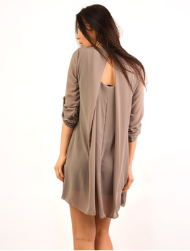 Rochie Din Voal Cu Colier Peace Gri
