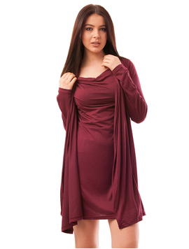 Rochie Dreapta Cu Cardigan Blindness Grena