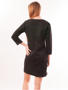 Rochie Dreapta Cu Fermoar Si Piele Ecologica Atlas Neagra
