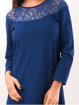 Rochie Dreapta Cu Dantela Moving Albastra
