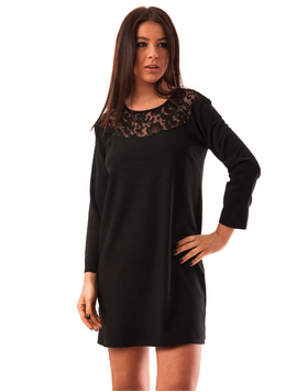 Rochie Dreapta Cu Dantela Moving Neagra