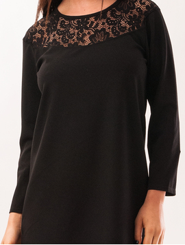 Rochie Dreapta Cu Dantela Moving Neagra