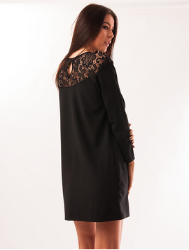Rochie Dreapta Cu Dantela Moving Neagra