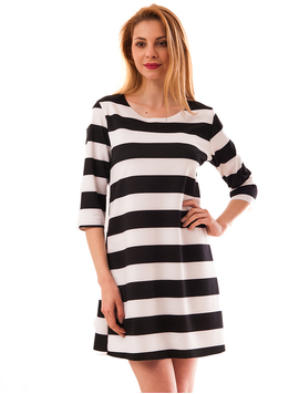 Rochie Dreapta In Dungi Handle Alb Si Negru