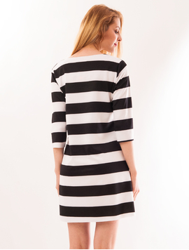 Rochie Dreapta In Dungi Handle Alb Si Negru