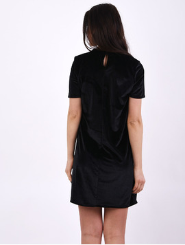 Rochie Dreapta Din Catifea Cu Flori Aplicate Before Neagra