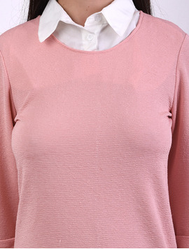 Rochie Dreapta Cu Guler De Camasa Myself Roz