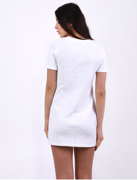 Rochie Dreapta Cu Aplicatii Cusute Summer Alba