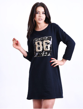 Rochie Dreapta Cu Paiete Across Bleumarin