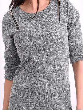 Rochie Dreapta Cu Fermoare Already Gri Inspicat