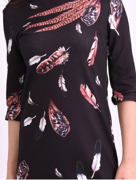 Rochie Dreapta Cu Imprimeu Pene Street Neagra