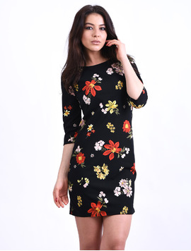 Rochie Dreapta Cu Imprimeu Floral Cloud Neagra