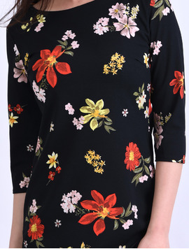 Rochie Dreapta Cu Imprimeu Floral Cloud Neagra