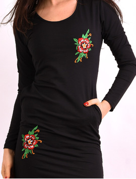 Rochie Dreapta Cu Broderie High Neagra