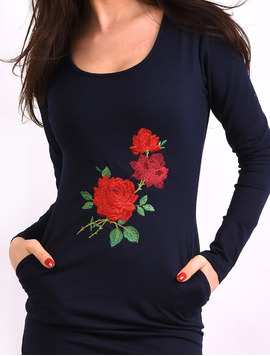 Rochie Dreapta Cu Broderie Survive Bleumarin