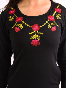 Rochie Dreapta Cu Broderie La Decolteu Survive Neagra