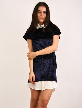 Rochie Dreapta Din Catifea Closer Albastra