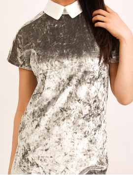 Rochie Dreapta Din Catifea Closer Gri